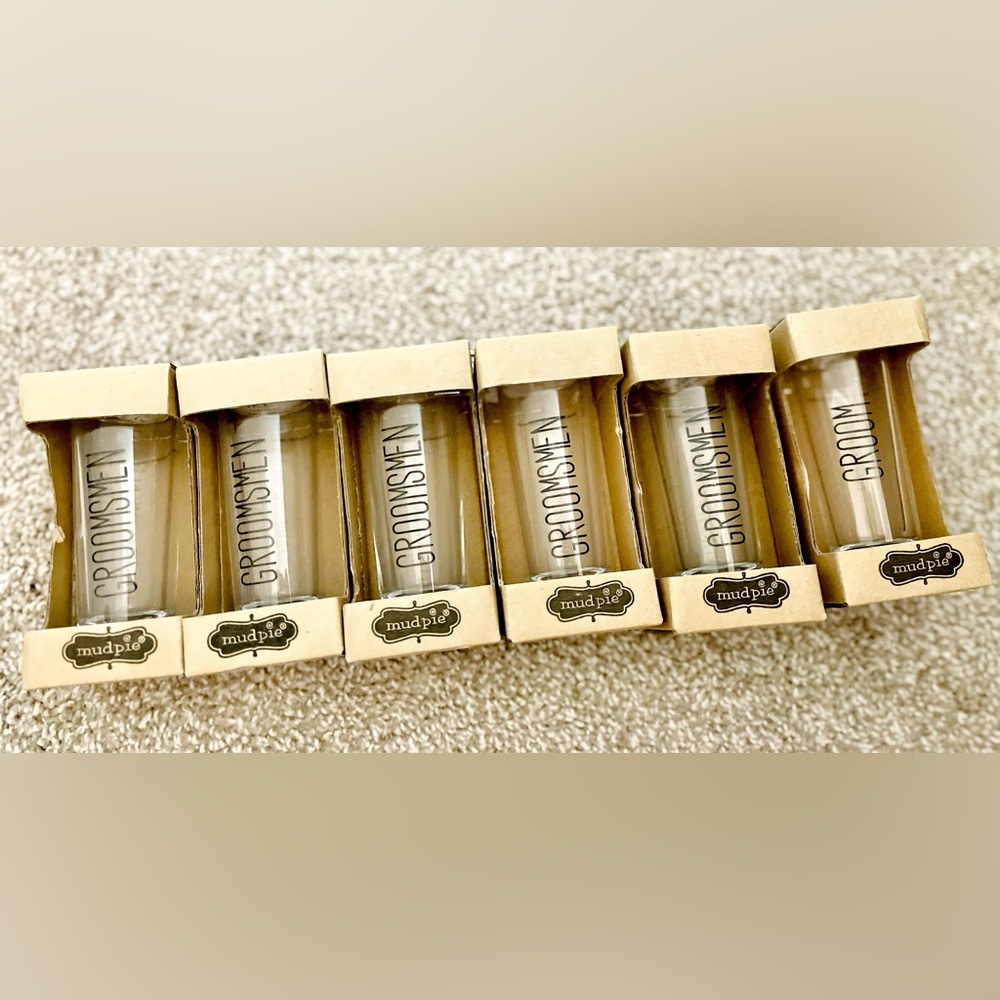 Mud Pie Groomsmen ShotGlass Set (Set of 6)- NWT